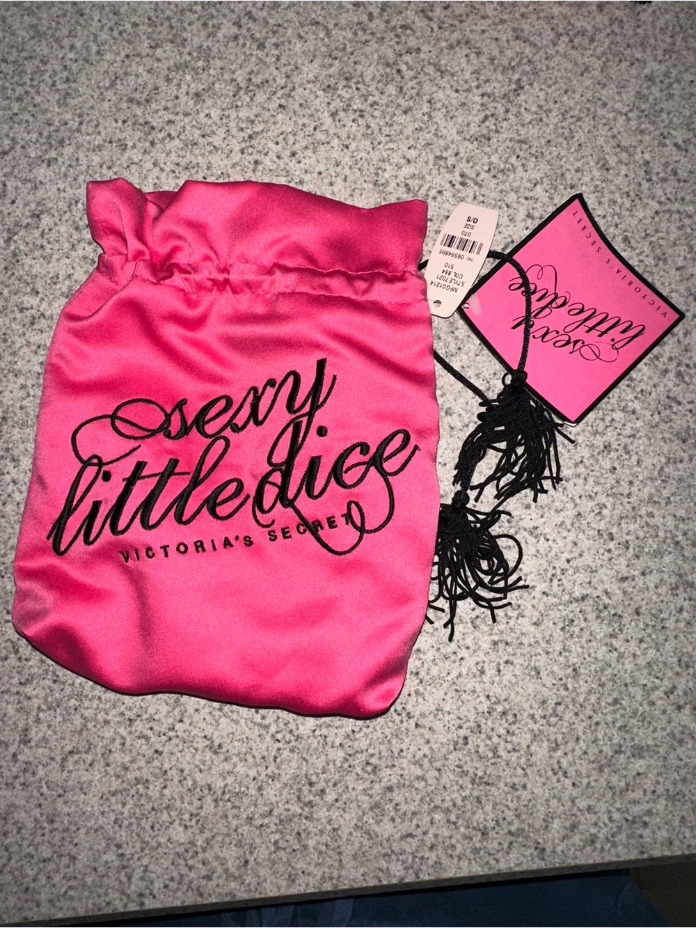 NWT Victoria's Secret Sexy Little Dice Satin Pouch - Hot Pink with naughty dice
